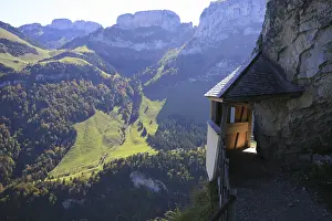 Appenzell Switzerland Drucke: Mountain path at Aescher tavern