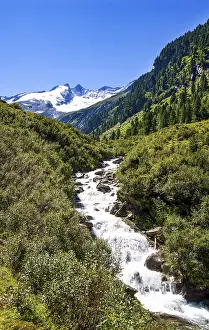 Austrian Alps Landscape Photography Drucke: Mountain stream with a view of the Reichenspitze