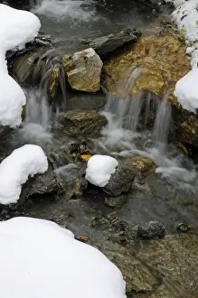 Snowy Landscape Photography Drucke: Mountain stream in winter, mountain stream