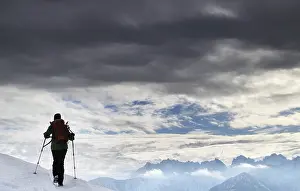 Mountainous European Landscapes Drucke: Mountain tour in winter with dramatic lighting