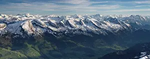 Snowy Mountain Range Drucke: Mountains Churfirsten with snow
