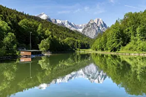 Upper Bavaria Mountains Drucke: Mountains reflected in the lake