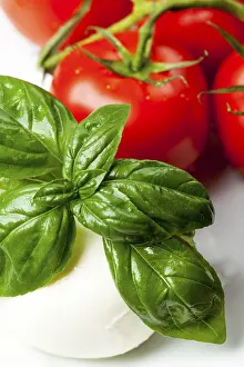 Empty Table Setting Ideas Drucke: Mozzarella, basil and tomatoes