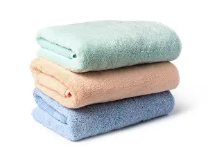 White Background Clothing Drucke: Multi Colored Towels on a white background