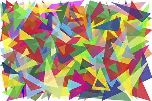 Deserted Colourful Scene Drucke: One hundred multi-colored triangles simple background