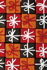 Holiday Gift Ideas Drucke: Multitude of gift parcels, presents joined together