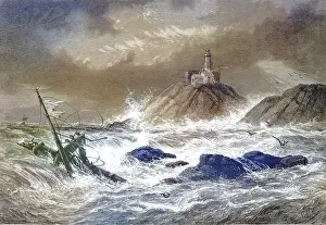 Classic European Architecture Drucke: Mumbles Lighthouse, completed in 1794