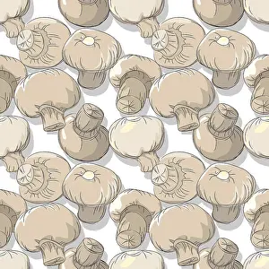 Editable Vector Template Drucke: Mushrooms repeating pattern, editable vector template