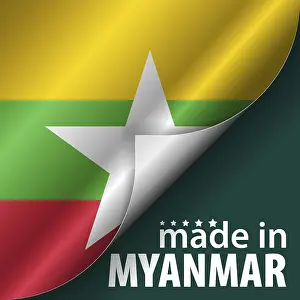 Bilder Datiert 28. März 2024: Hergestellt in Myanmar Grafik und Etikett.