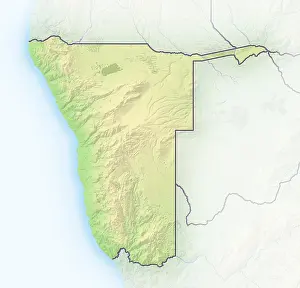 Karte Drucke: Namibia, Schattenreliefkarte.