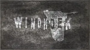 Karte Drucke: Namibia Windhoek Chalkboard Typography Map