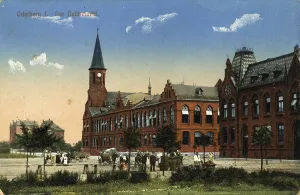 Vintage Greeting Card Design Drucke: Naschmarkt in Oderberg, today Bohumin