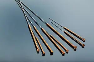 Chinese Medicine Therapy Drucke: Several needles for acupuncture are next to each other
