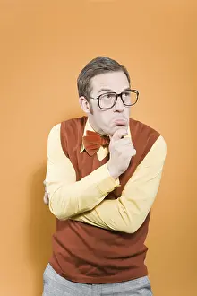 Caucasion Male Model Drucke: Nerd, looking