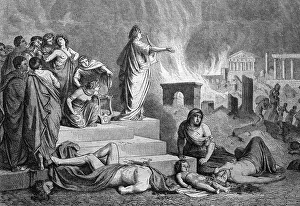 Nero Claudius Caesar Augustus Germanicus Drucke: Nero during the burning of Rome