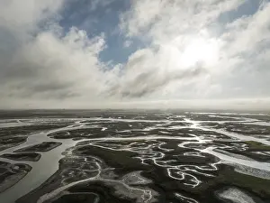 Low Tide In Andalusia Spain Drucke: Network of channels and streams at low tide