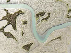 Nature Reserve In Andalusia Spain Drucke: Network of channels and streams at low tide