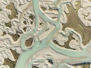 Low Tide In Andalusia Spain Drucke: Network of channels and streams at low tide