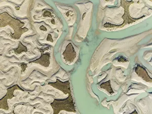 Bird Reserve Aerial Photography Drucke: Network of channels and streams at low tide