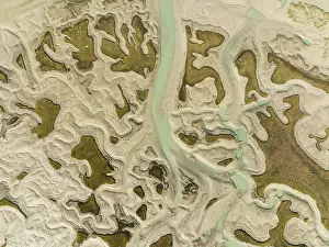 Bird Sanctuary Aerial Photography Drucke: Network of channels and streams at low tide