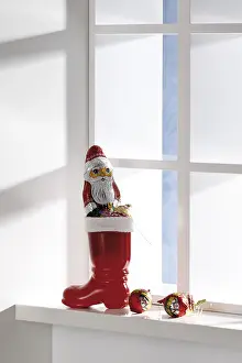 Santa Claus Boot Drucke: Nicholas boot on a windowsill