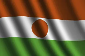 Niger Drucke: Das Niger-Flagge weht im Wind.