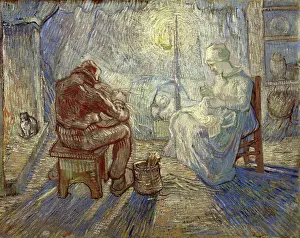Drucke von Abend (nach Millet) oder Abend, Die Wache (1889) ist ein Ölbild auf dem Modell von Jean-François Millet Jean-François Millet Drucke: Abend (nach Millet) oder Abenddämmerung