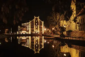Vltava River Illumination Drucke: Night, lighting, Old Town, reflection