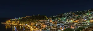 Deserted Night Shot Drucke: Night view over Ulqin, extra large panoramic view from above