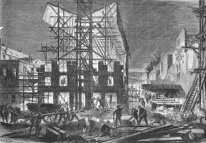 Western Europe Historic Buildings Drucke: Night work for the construction of buildings