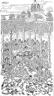 Vintage Styled Religious Art Drucke: The Nirvana of Siddhartha Gautama