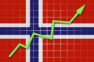 Drucke von Das norwegische Flagge und Pfeil-Graph geht nach oben Karte Drucke: Das norwegische Flagge und Pfeil-Graph geht nach oben.