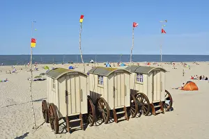 North Sea Coast Germany Drucke: Nostalgic Locker Dare on Beach