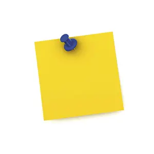 Computer Graphic Depiction Drucke: Note with a push pin, 3D rendering