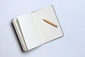 Office Supplies Isolated Drucke: Notebook and pencil, memory aid