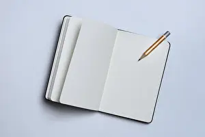 Office Supplies Drucke: Notebook and pencil, memory aid