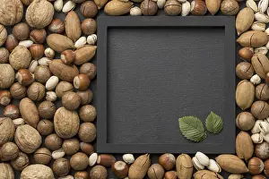 Copy Space Photo Drucke: Nuts arrangement with copy space