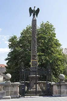 Historic Quarter Nuremberg Germany Drucke: Obelisk with War Eagle, Charles Bridge