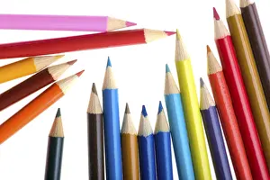 Isolated Writing Utensils Drucke: Object on white - Colored crayon close up