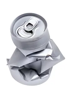 Bright Background Food Still Life Drucke: Object on white - Crumpled beverage can