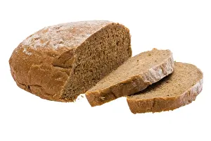 Bright Studio Shot Drucke: Object on white - food rye bread