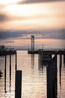 Observation Tower Drucke: Observation tower in the harbour at sunset