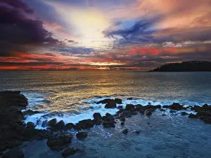 Ocean Sunset Drucke: Ocean sunset with great cloudscape
