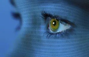 Digital Data Protection Drucke: A woman's eye and binary code
A woman's eye and binary code