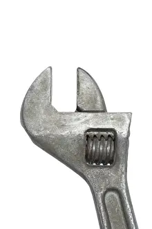 Adjustable Spanner Drucke: Old adjustable spanner isolated on white background
