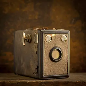 Studio Photo Equipment Drucke: Old camera on brown background