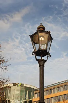 European Travel Images Drucke: Old candelabra with modern light sources