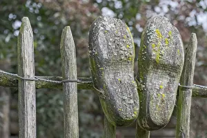 German Garden Decoration Drucke: Old clogs on your fence