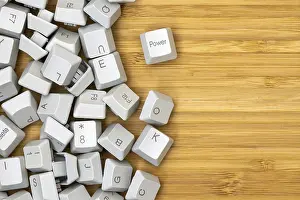 Computer Keyboard Background Drucke: Old computer keyboard keys on the wooden table background