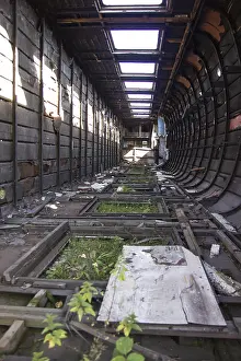 Historic Old Town Area Drucke: An old destroyed train car, an abandoned train